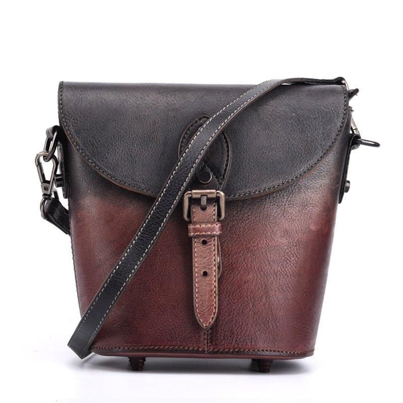 Vintage Kožená Kabelka Mini Bucket Crossbody Pro Ženy