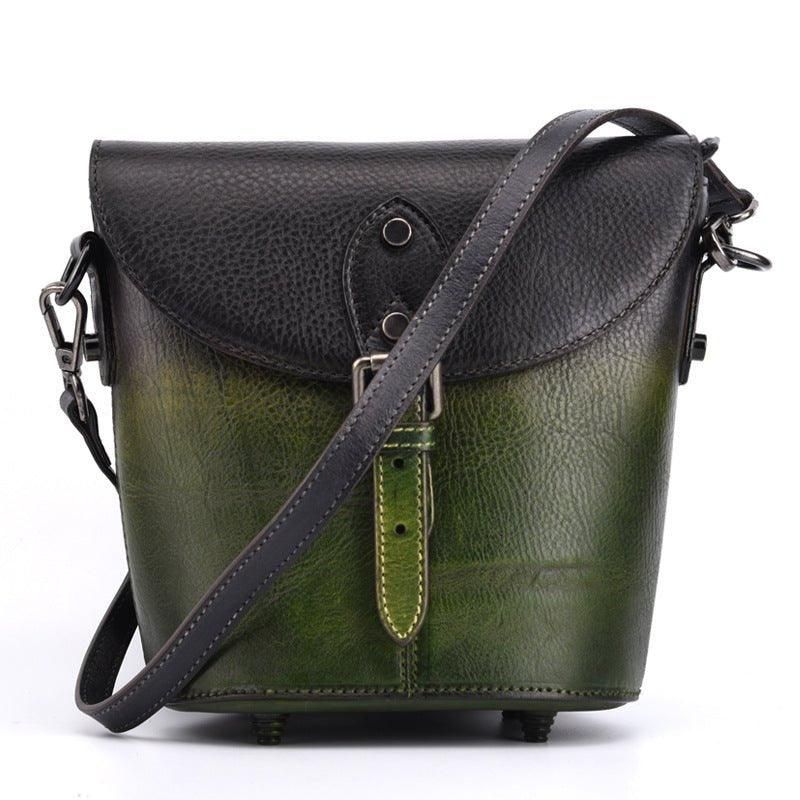 Vintage Kožená Kabelka Mini Bucket Crossbody Pro Ženy