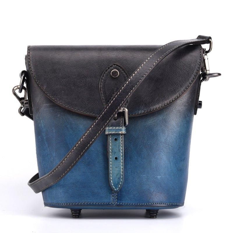 Vintage Kožená Kabelka Mini Bucket Crossbody Pro Ženy