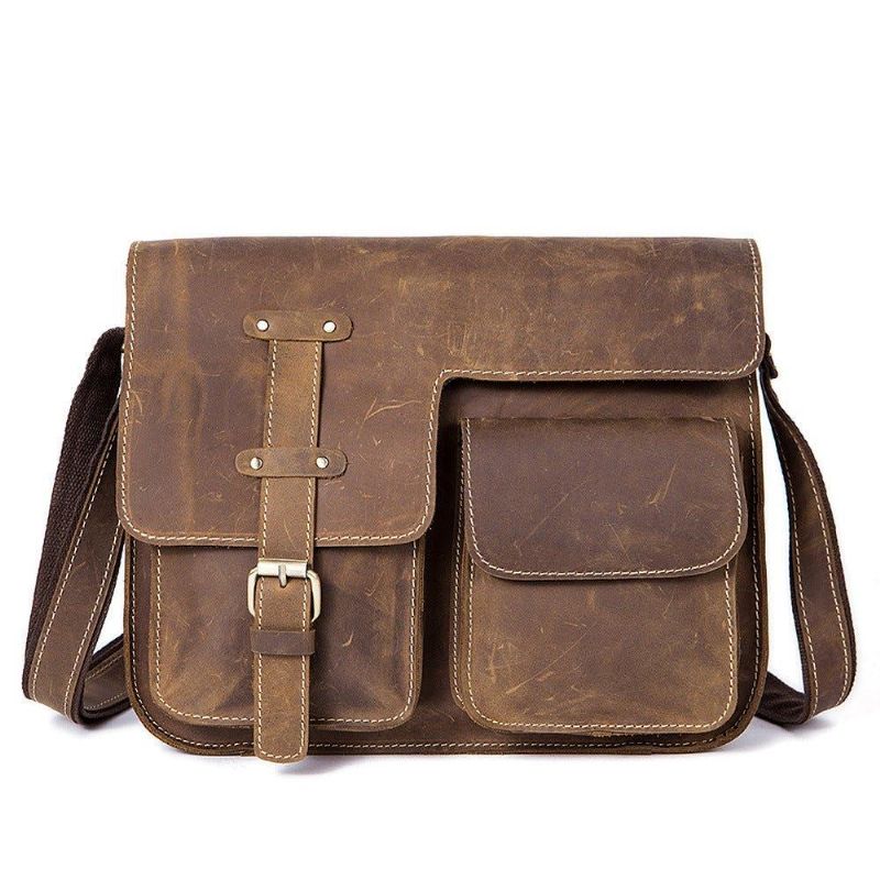 Vintage Messenger Bag Pánská Italská Kůže