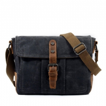 Vintage Voskovaná Plátěná Crossbody Kabelka Malá