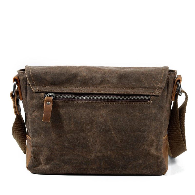 Vintage Voskovaná Plátěná Crossbody Kabelka Malá