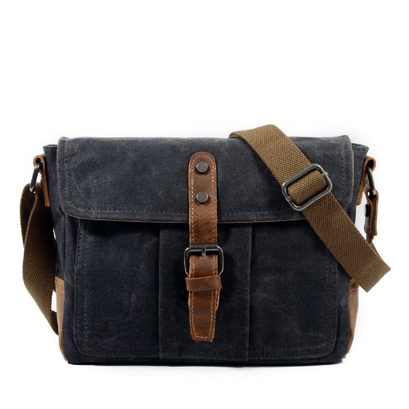 Vintage Voskovaná Plátěná Crossbody Kabelka Malá