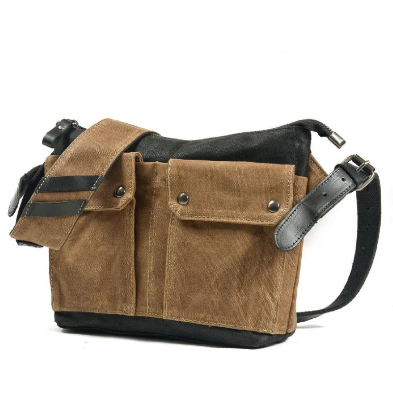 Vintage Wax Canvas Messenger Bag Colorblock