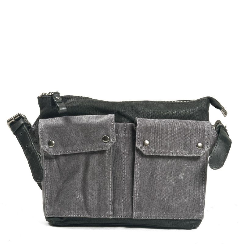 Vintage Wax Canvas Messenger Bag Colorblock